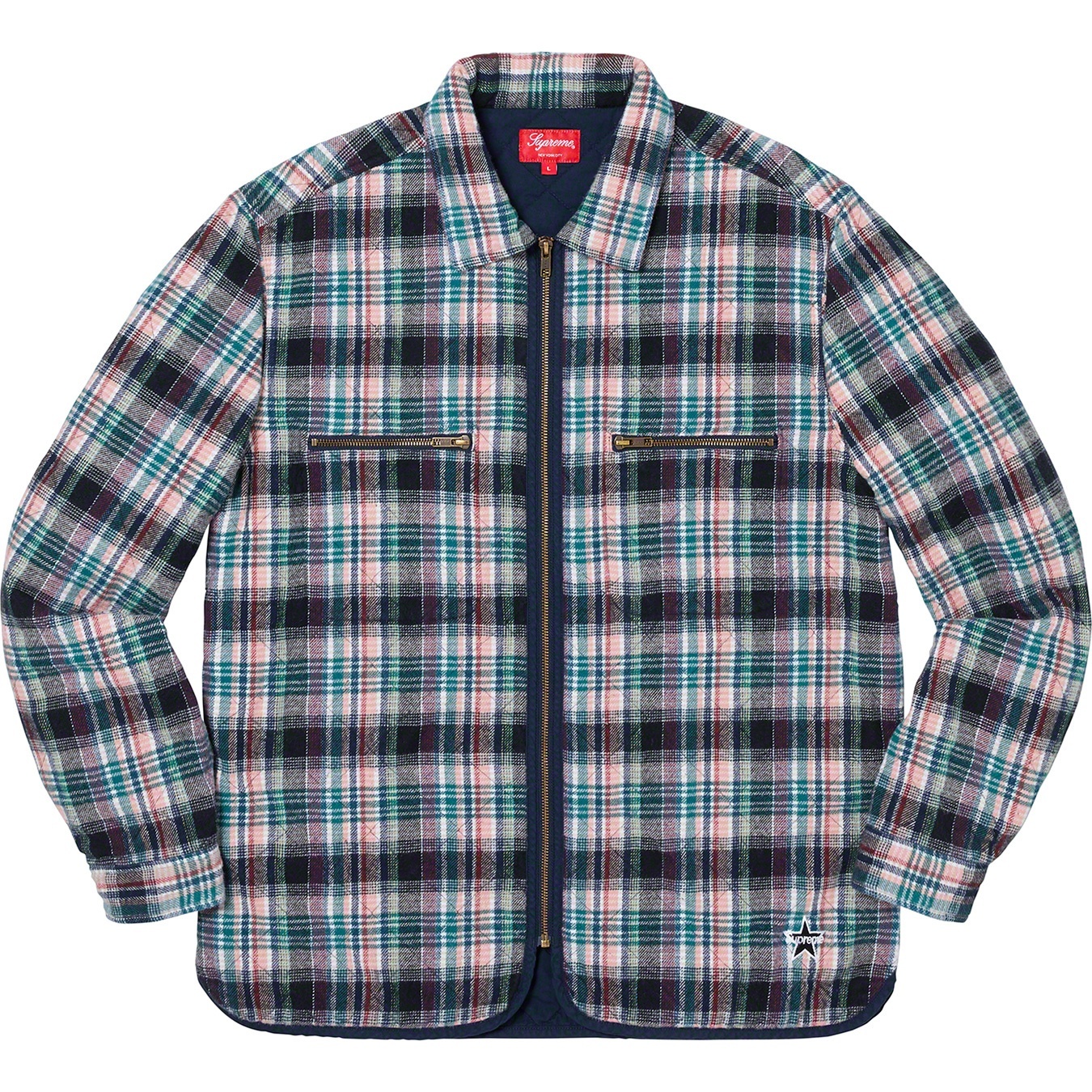 Quilted Plaid Zip Up Shirt view 3